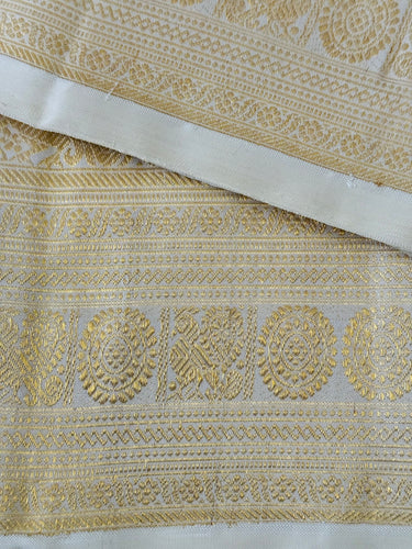 Exclusive Kanchipuram Pure Silk Saree | Off White | Ven Pattu | Pure Zari | Handwoven | Ships from California | Pushpam - ShopNaya Exclusive